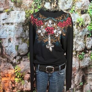 👚 MMA Elite Y2K Thermal Waffle Shirt — Black/Red — Sz XL / Q